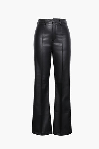 Faux Leather Straight Leg Pants (XL / BLACK)