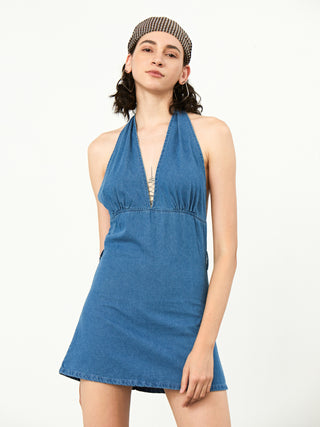 Feeling Confident Denim Halter Dress