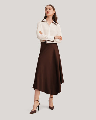 Flattering Silk Skirt With Asymmetric Hem