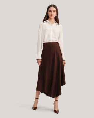 Flattering Silk Skirt With Asymmetric Hem