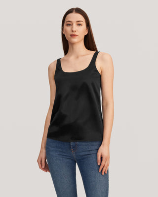 Flattering U Neck Silk Camisole (Black / S)