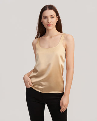 Flattering U Neck Silk Camisole (Light Camel / 10)