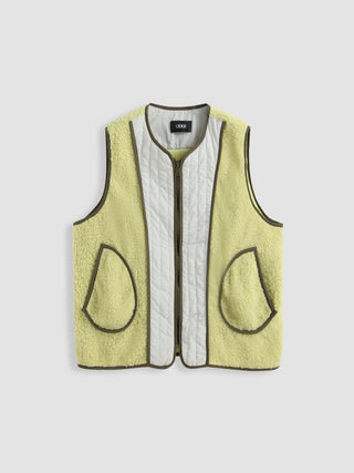 Fleece Patchwork Zip Puffer Vest