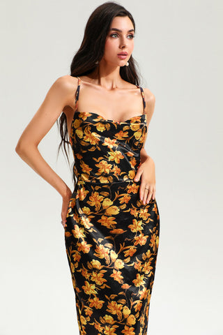 Floral Cami Midi Dress (m / Black)