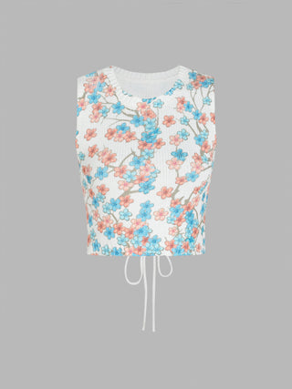 Floral Knotted Cami Crop Top