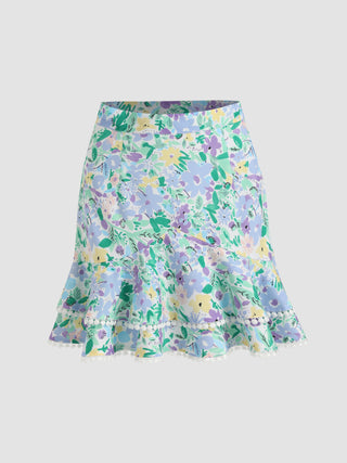 Floral Layered Mini Skirt