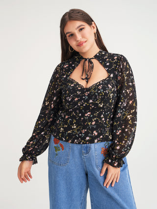 Floral Mesh Blouse Curve & Plus