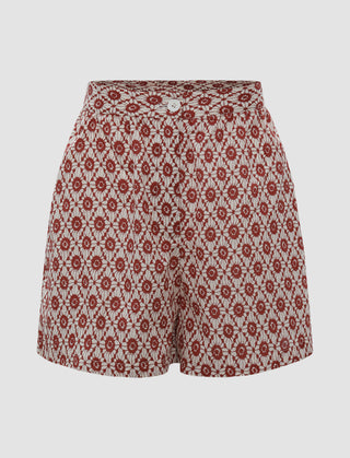 Floral Mini Shorts (XS / Carmine)