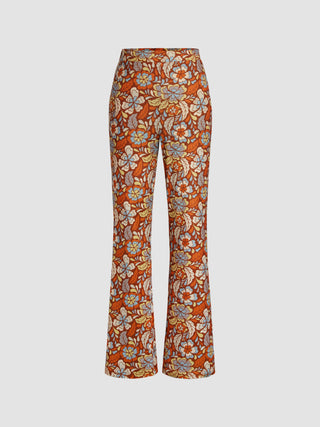 Floral Retro Flared Trousers