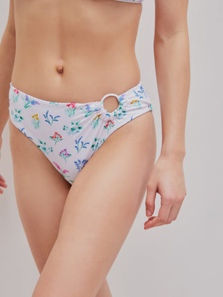 Floral Ring Bikini Bottom (L / White)