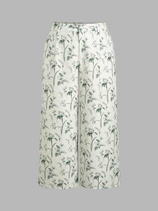 Floral Wide Leg Trousers Curve & Plus