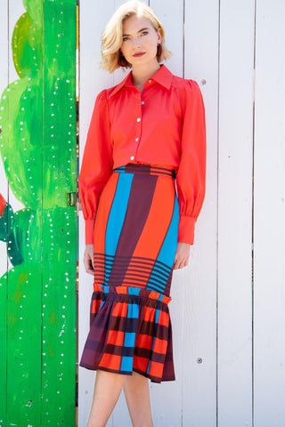 Flounced Midi Skirt