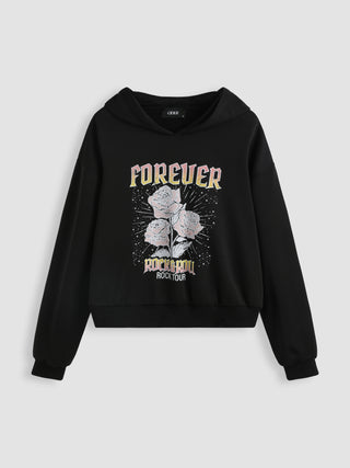 FOREVER Terry Rose Graphic Hoodie