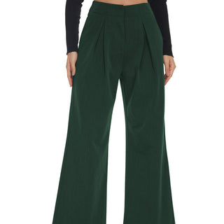 FUNYYZO High Waisted Wide Leg Wrinkle Pants for Women Solid Long Causal Trousers