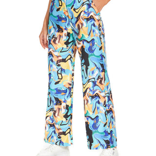 FUNYYZO Women's Marble Pattern High Waist Wide Leg Pants Print Casual Baggy Summer Trousers