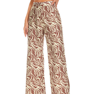 FUNYYZO Women's Marble Pattern High Waist Wide Leg Pants Print Casual Baggy Summer Trousers