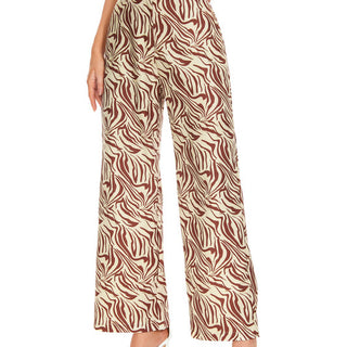 FUNYYZO Women's Marble Pattern High Waist Wide Leg Pants Print Casual Baggy Summer Trousers