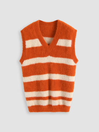 Fuzzy Striped Vest