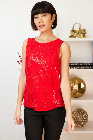 Gail Red Sequins Tank