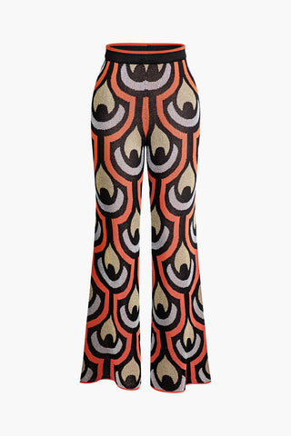 Geometric Pattern Straight Leg Pants (M / MULTICOLOR)