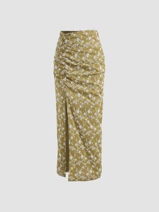 Golden Aura Patterned Midi Skirt