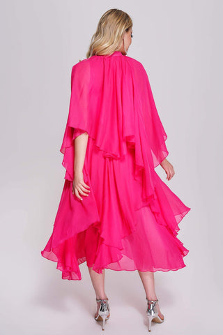 Gradient Chiffon Midi Dress (L / Pink)