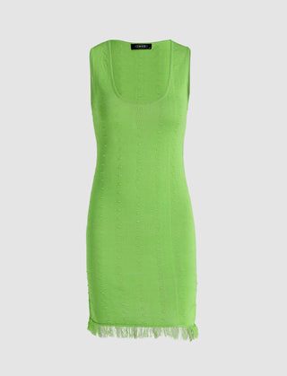 Green Fringe Hem Mini Dress