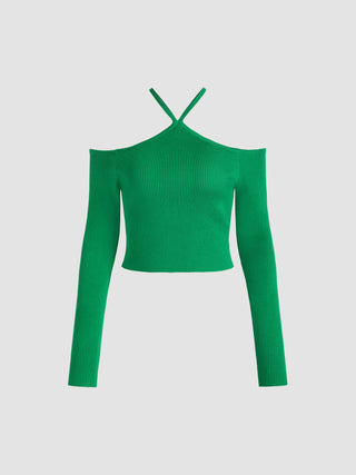 Green Juice Long Sleeve Halter Sweater