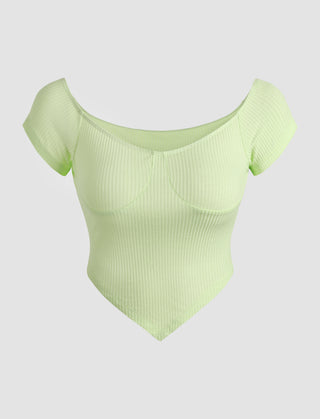 Green Rib Corset Top