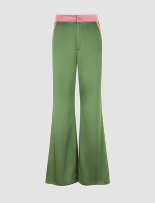 Green Trousers With Pink Waistband