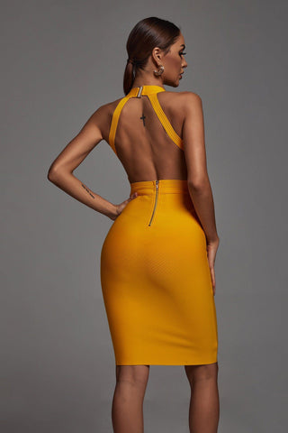 Griselda Halter Lemon Cocktail Dress