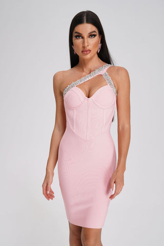 Hanny Crystal Cocktail Dress  XS (XS / Pink)