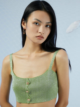 Hidden Gem Sage Green Cropped Tank (L / Olive Green)