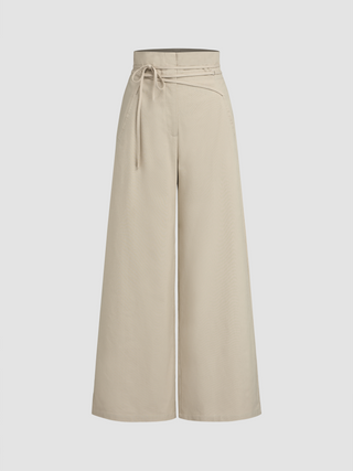 High Rise Knotted Pocket Wide Leg Trousers