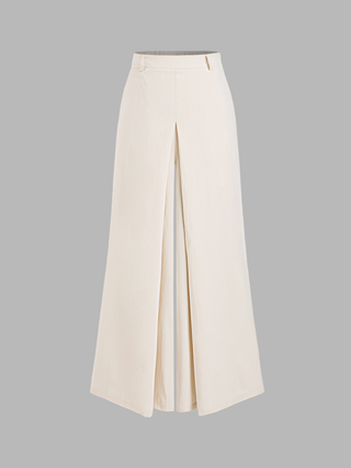 High Waist Split Overlay Wide Leg Trousers