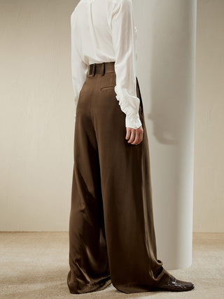 High-Waisted Wide Leg Dense Silk Pants