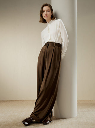 High-Waisted Wide Leg Dense Silk Pants