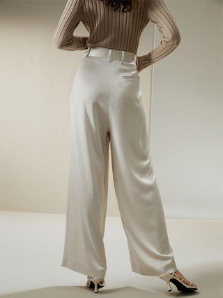 High-Waisted Wide Leg Dense Silk Pants