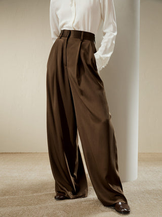 High-Waisted Wide Leg Dense Silk Pants (Breen / 10)