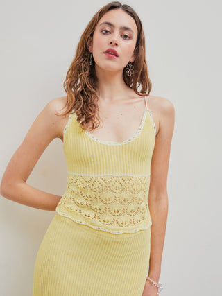 Hollow Out Contrasting Trim Knitted Crop Top