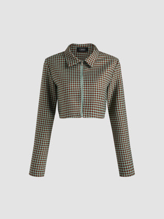 Houndstooth Crop Jacket