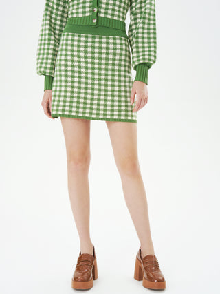 Houndstooth Knit Mini Skirt