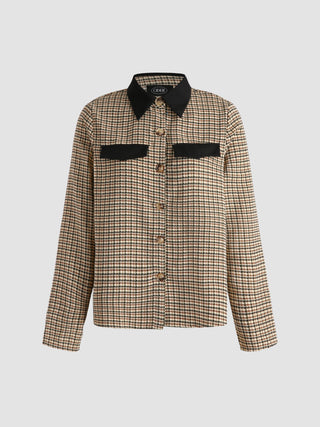 Houndstooth Pattern Button Up Jacket