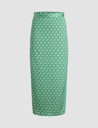 In the Details Green Patterned Midi Skirt (XS / Green)