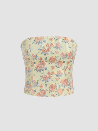 Jacquard Floral Tube Top