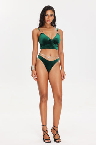 Jaza Velvet Bikini Set (L / Green)