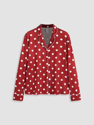 Jersey Polka Dot Button Pajama Top