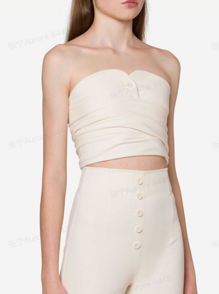 Jersey Solid Ruched Tie Back Crop Tube Top