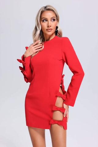 Josie Bowknots Mini Dress (M / Red)