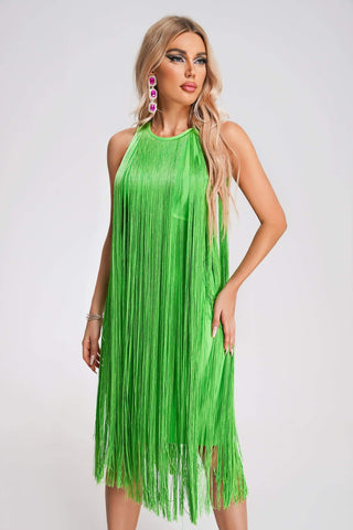 Kamryn Tassel Bandage Midi Dress  Green (M / Green)